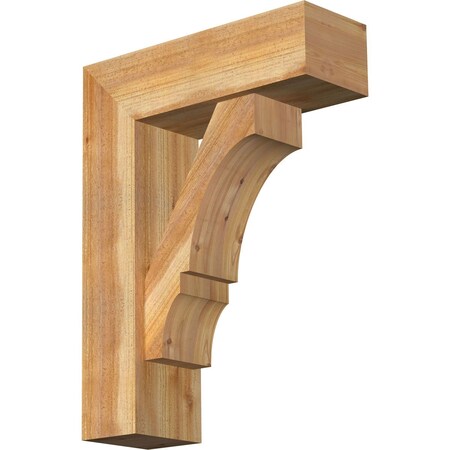 Ekena Millwork Balboa Block Rough Sawn Bracket w/ Offset Brace, Western Red Cedar, 8"W x 24"D x 32"H BKT0806X24X32BOA05RWR